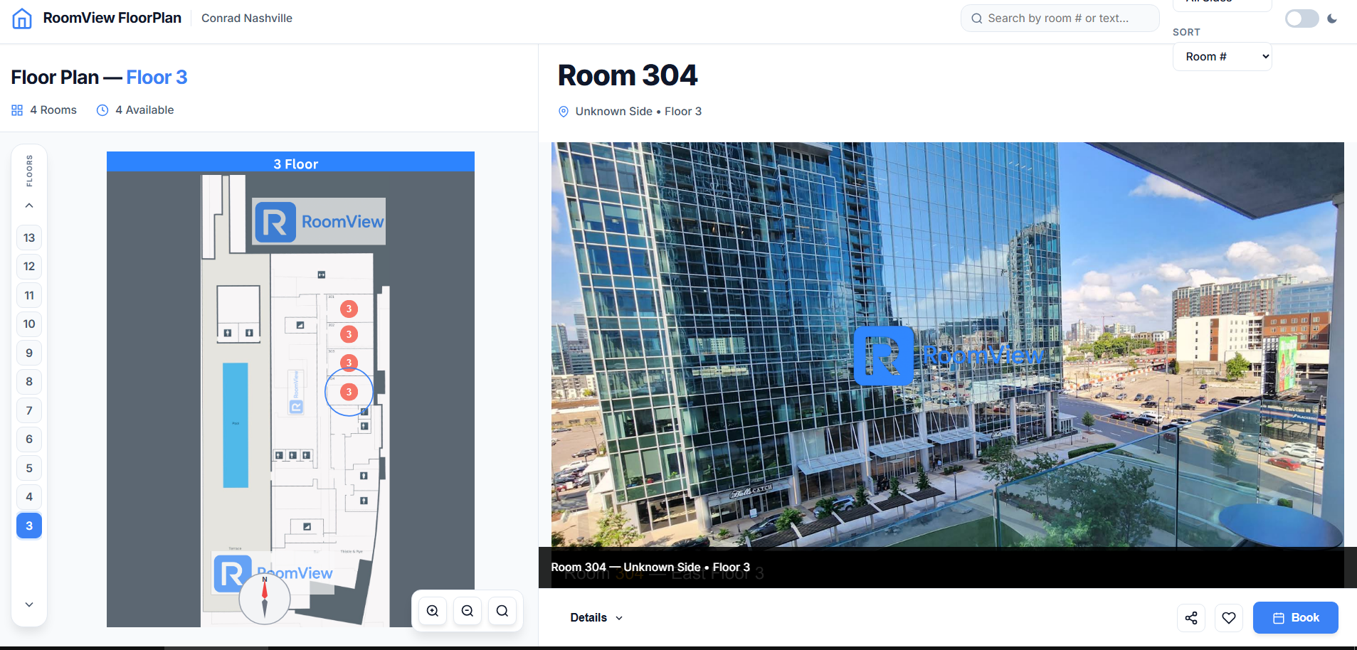RoomView verified actual hotel room view in Nashville